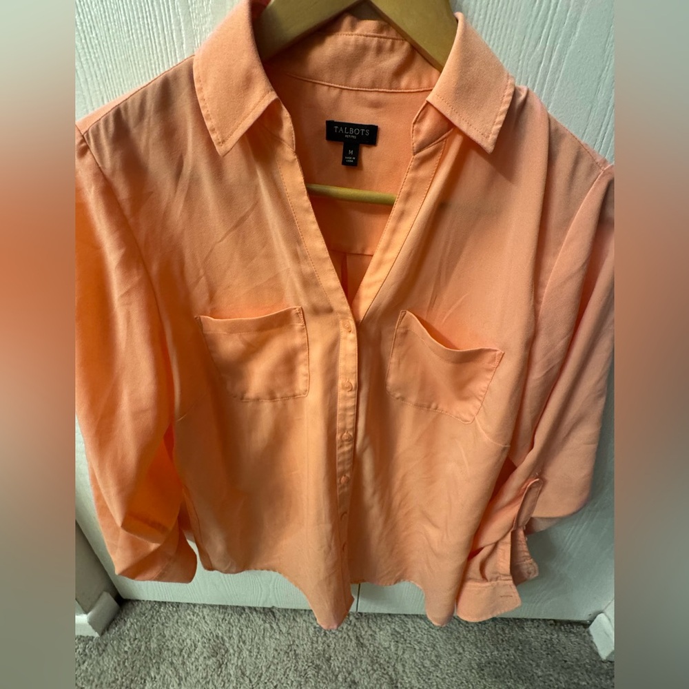 Talbots Women's Button Down in Vibrant Orange